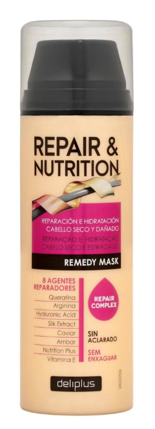 Deliplus Mascarilla Repair & Nutrition Remedy Mask (Leave-in) - Haarmasker voor droog en beschadigd haar (zonder uitspoelen) - 150ml