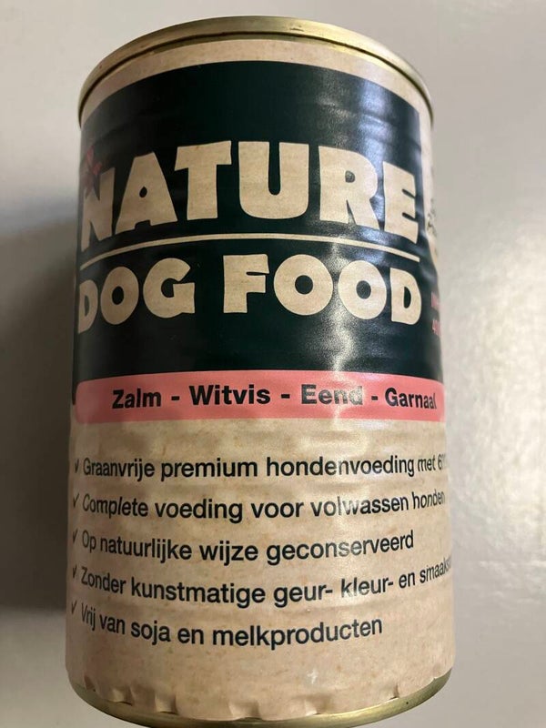 Nature Dog blikvoer Zalm - Witvis - Eend - Garnaal (400gr)
