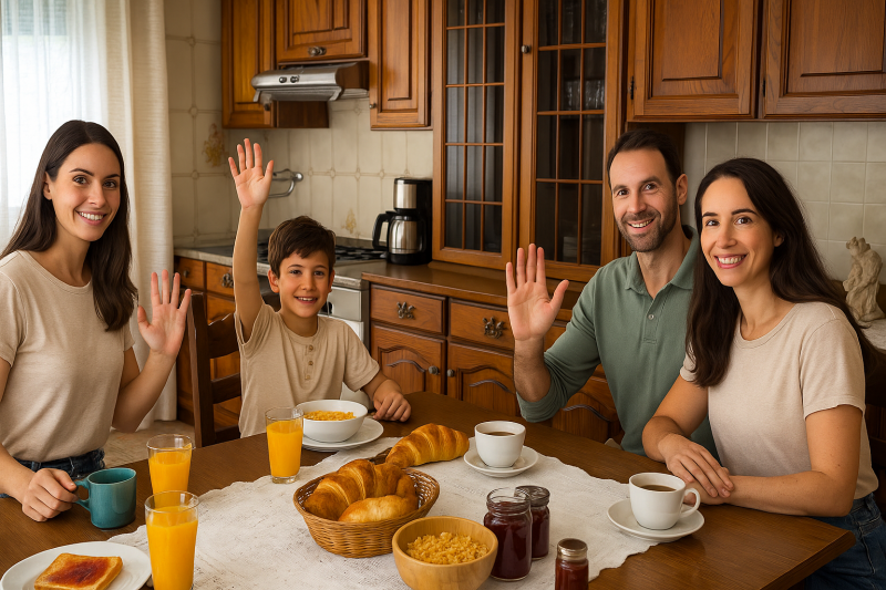 Famiglia che cena a Casa Luna