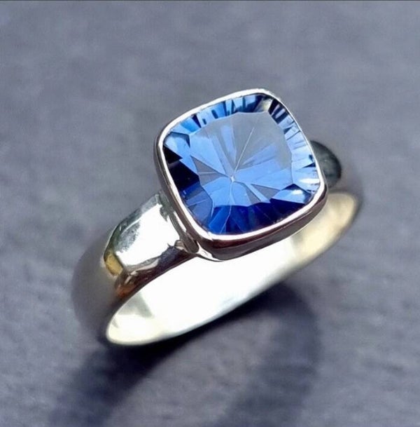 Blue Mystic Topaz Square 925 Silver ring