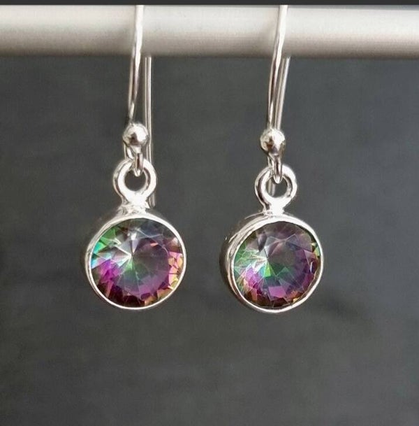 Mystic Topaz Round 8mm 925 Silver Earrings