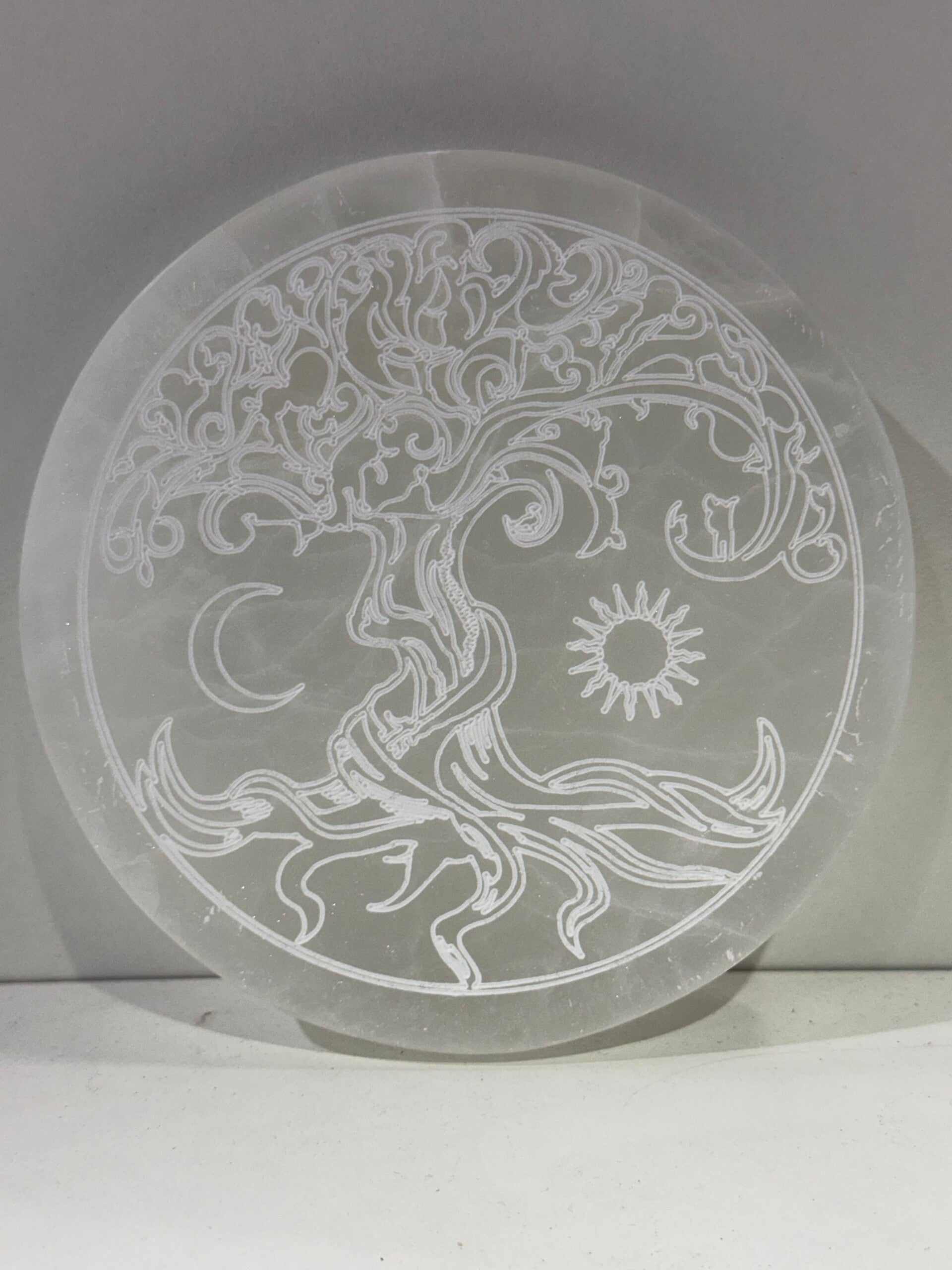 Selenite - Plate 15CM - Tree of life