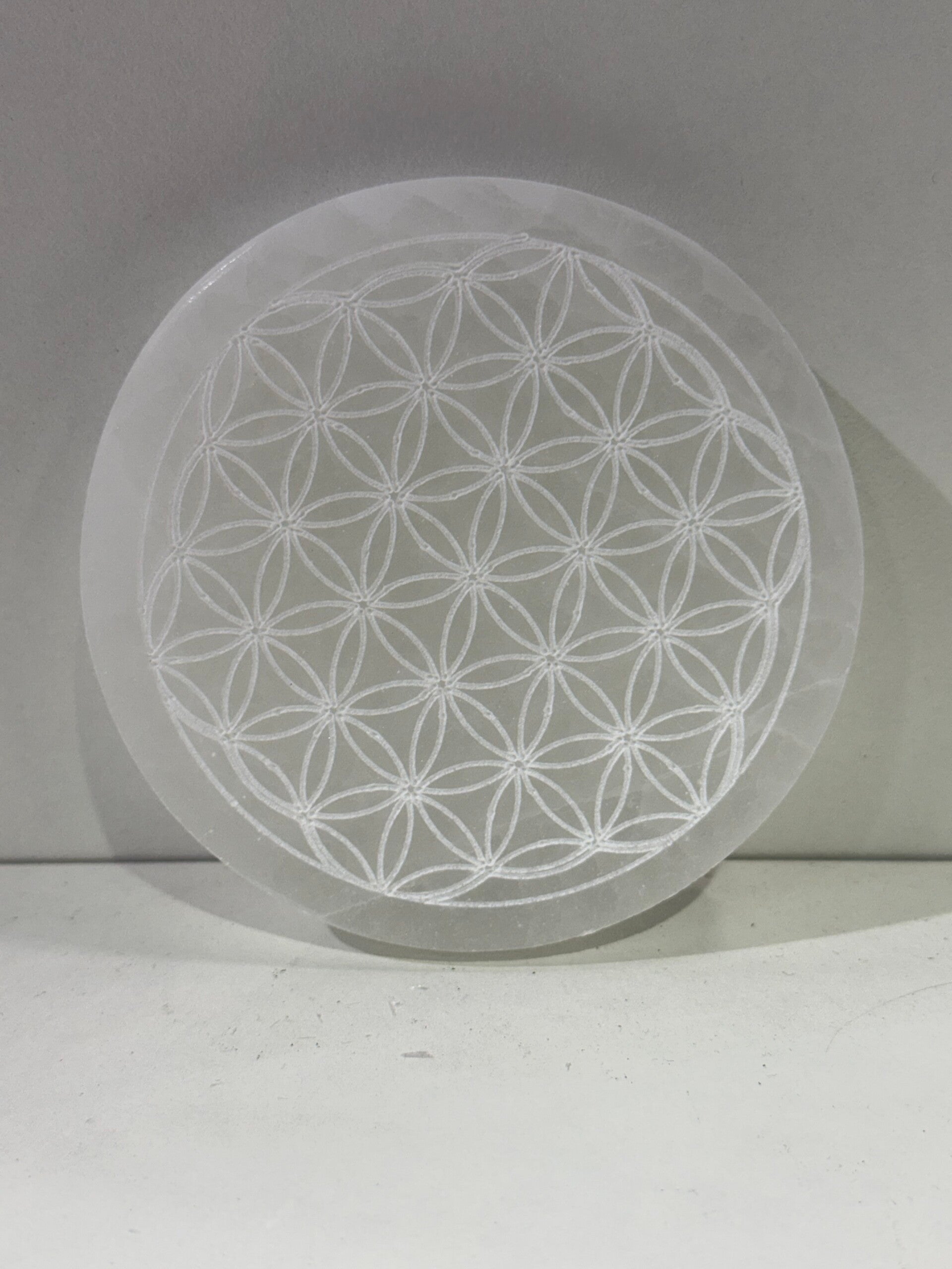 Selenite - Plate 10CM - Flower grid