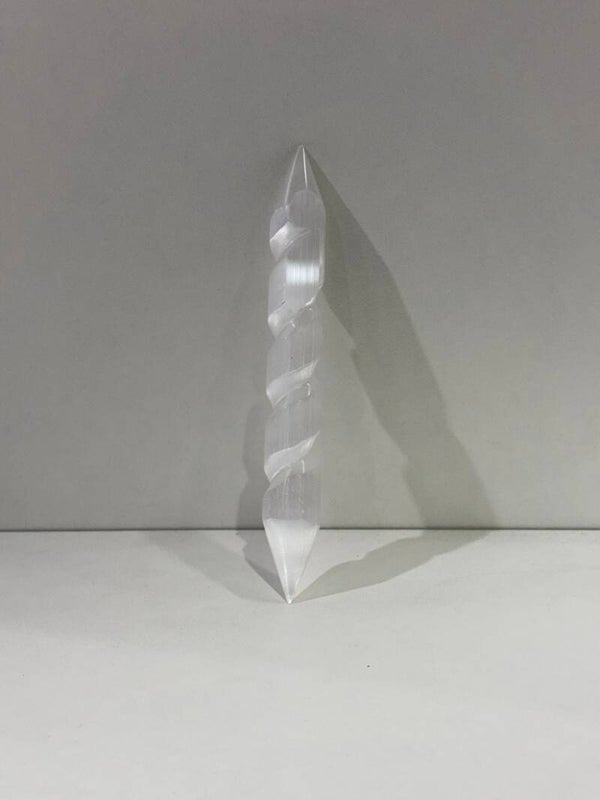 Selenite - Double pointed spiral Bar - 15CM