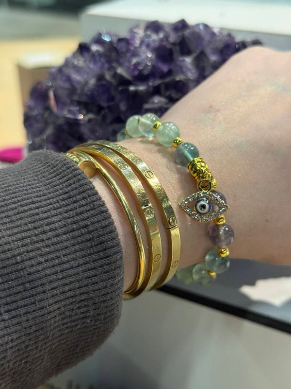 Bracelet - Fluorite Evil Eye - Protection and Luck