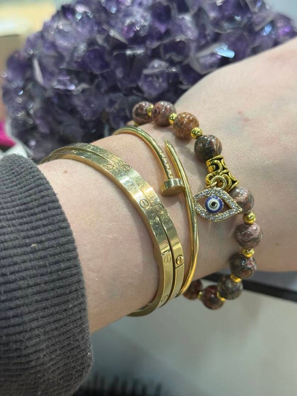 Bracelet - Leopard Jaspis Evil Eye - Protection and Luck