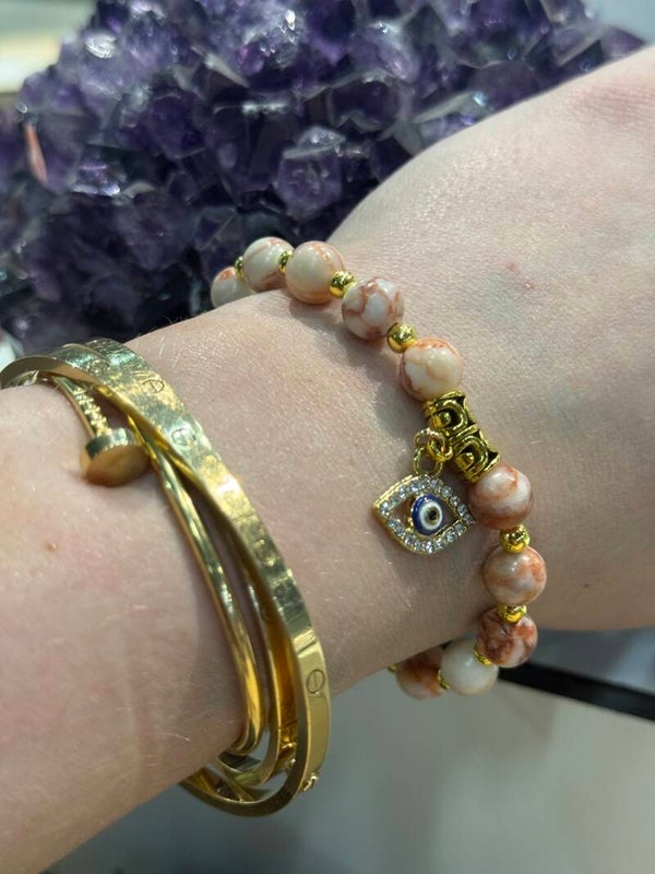 Bracelet - Red Network Jaspis Evil Eye - Protection and Luck