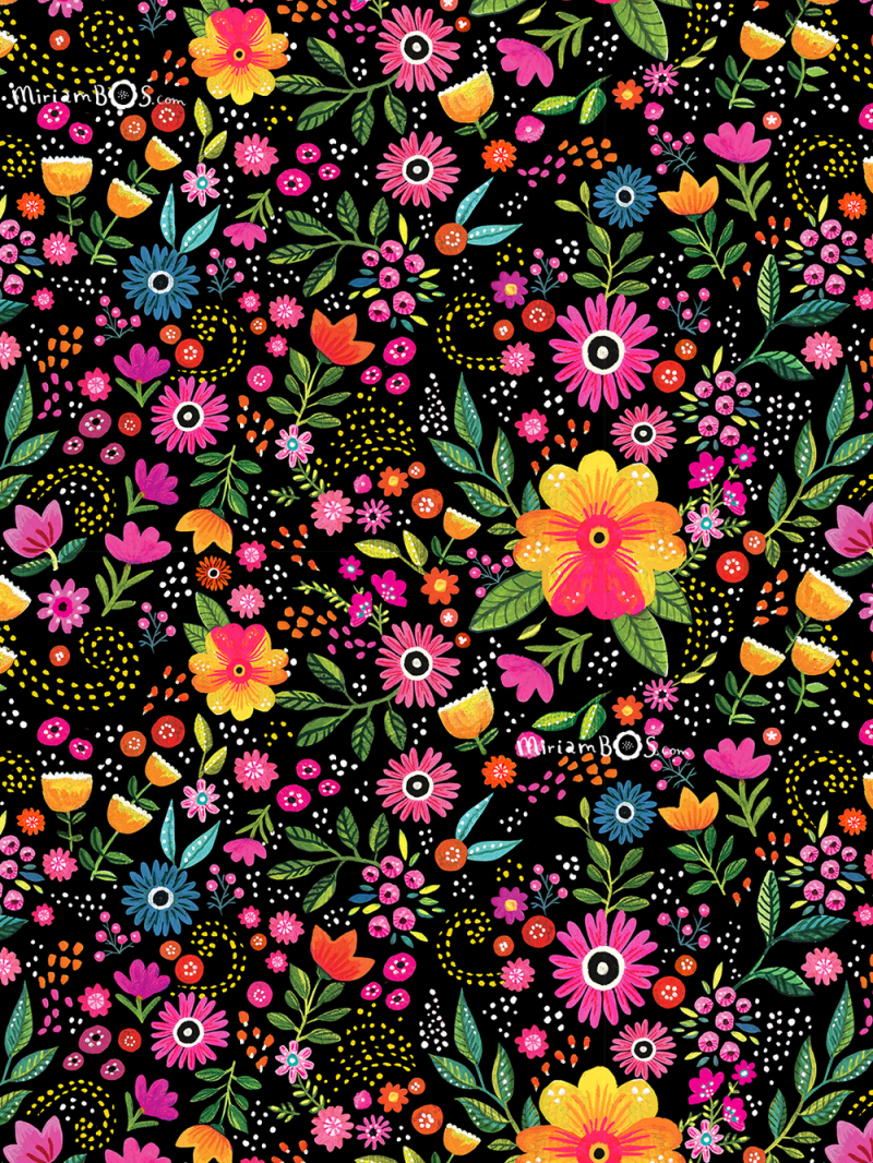 copyrighted-print-floral-rainbow-mini-flowers-on-on-black-illustration-by-miriam-bos-prot-standard-ak1kdu.png