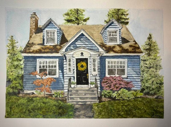 9x12 Watercolor House Portrait