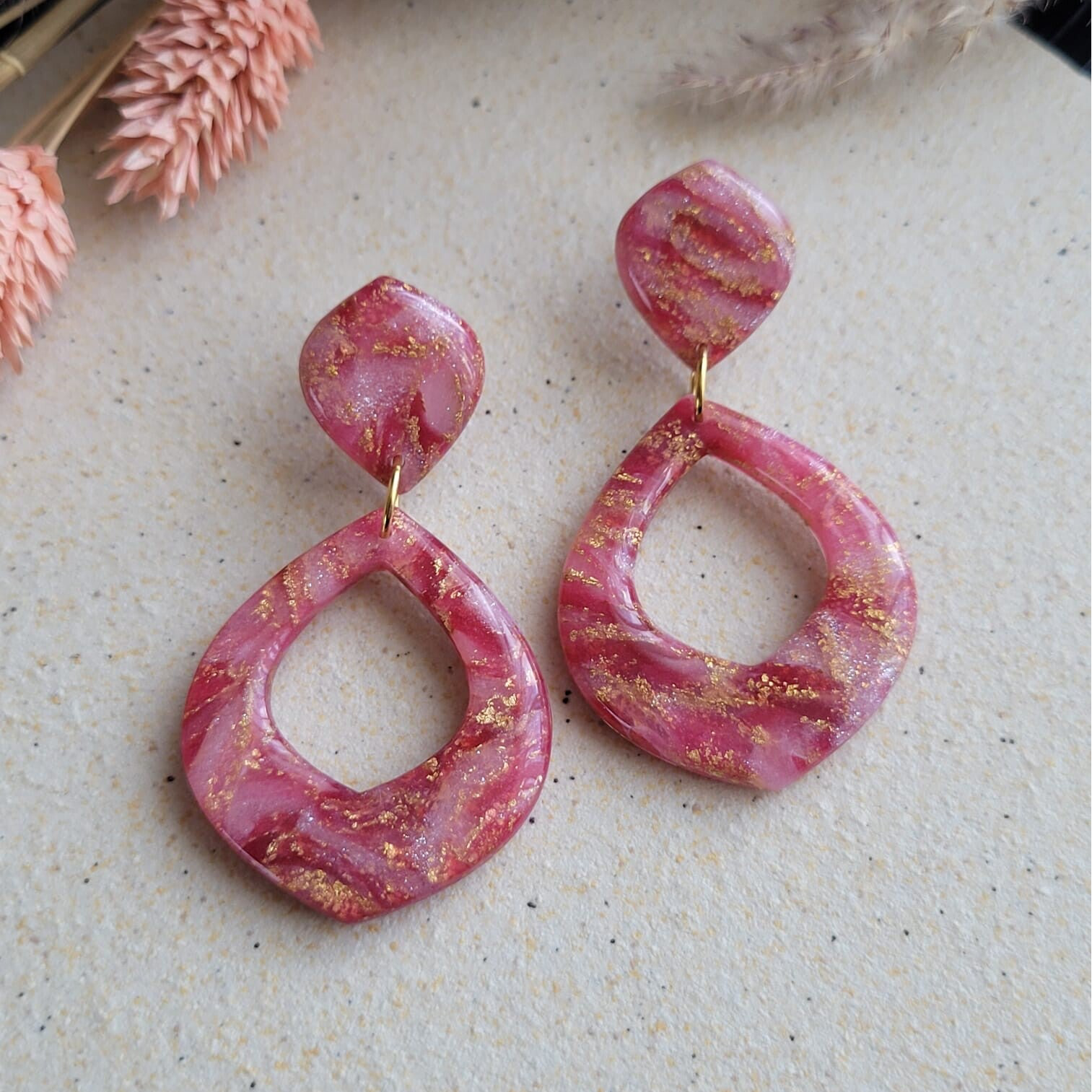 Marble look oorbellen
