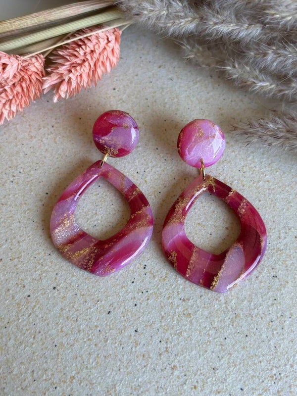 Marble look oorbellen