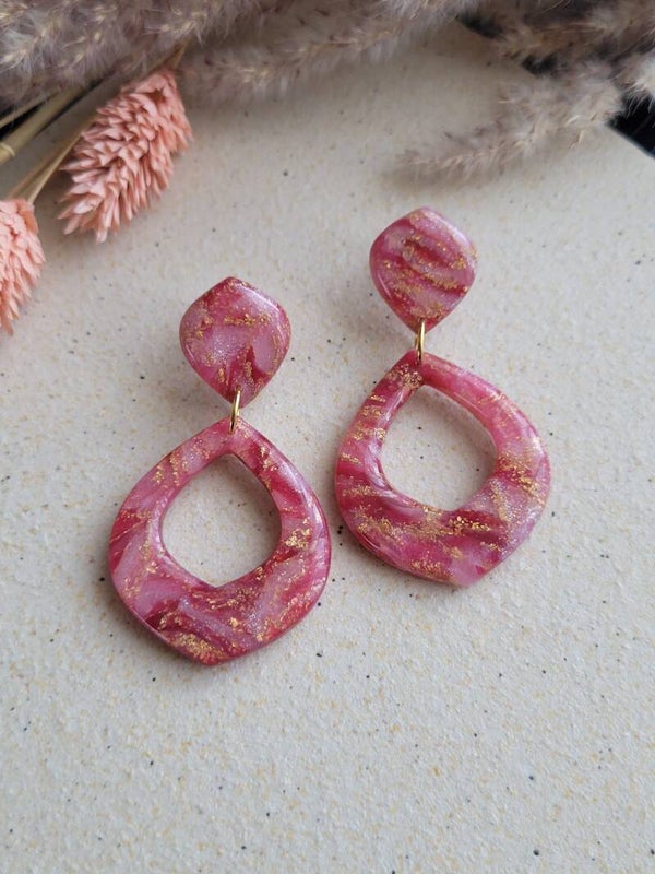 Marble look oorbellen