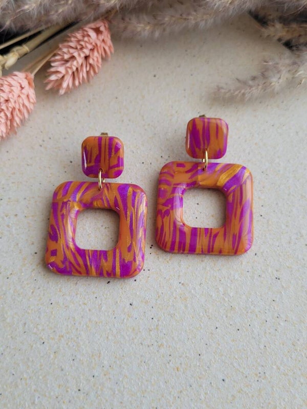 Marble look oorbellen