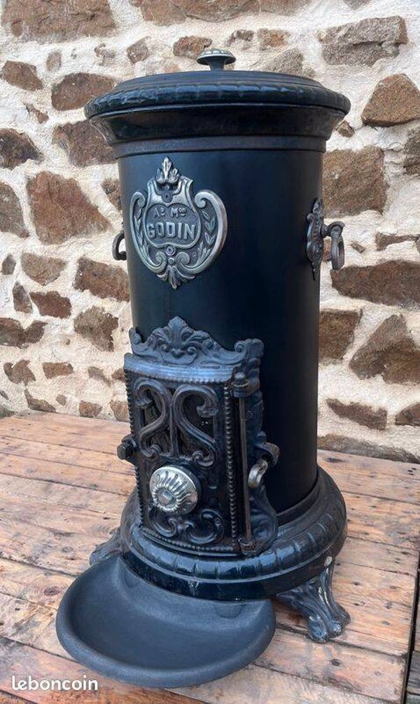 Poêle Godin ancien 2243 bois/charbon restauré année 1930