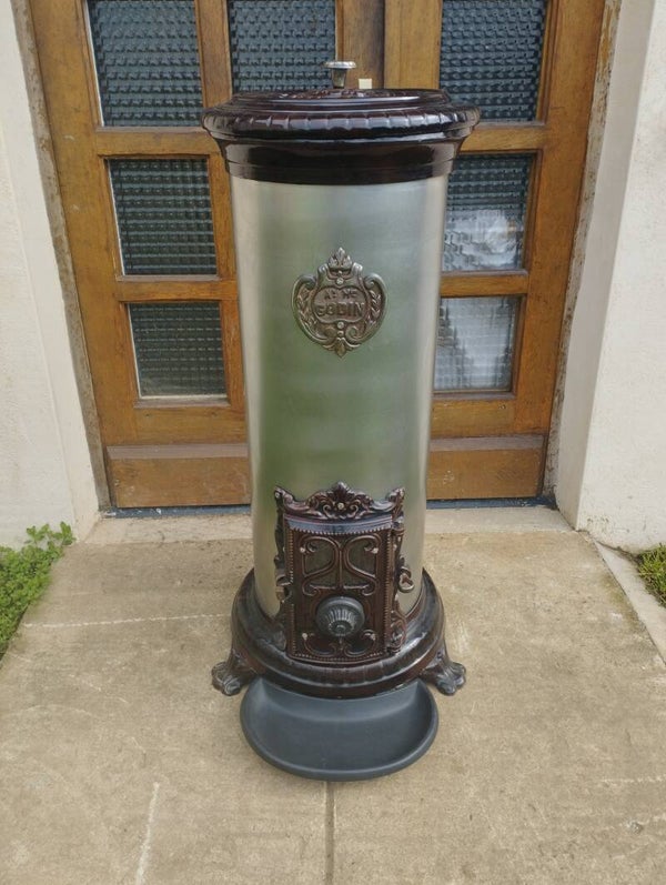 Poêle Godin modèle 125 agrandit bûches 70cm puissance 13kw Brun ancien Fût inox