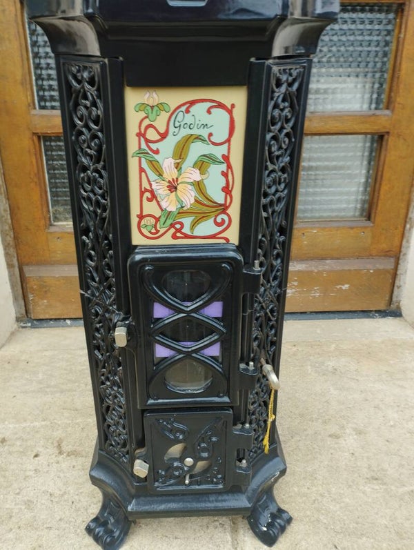 Poêle Godin belle époque modèle 3736 Emaillé noir NEUF
