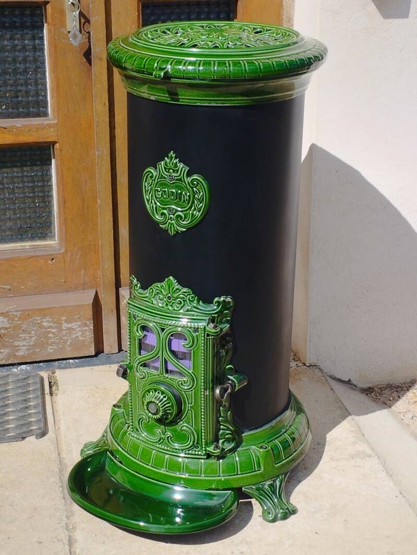Poêle Godin à bois Grand rond 3721A puissance 10kw bûches 50cm Vert majolique