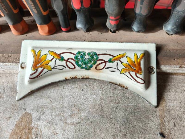 Godin 2188/2130 Plaque émaillée décorative au dessus de la porte décor floral