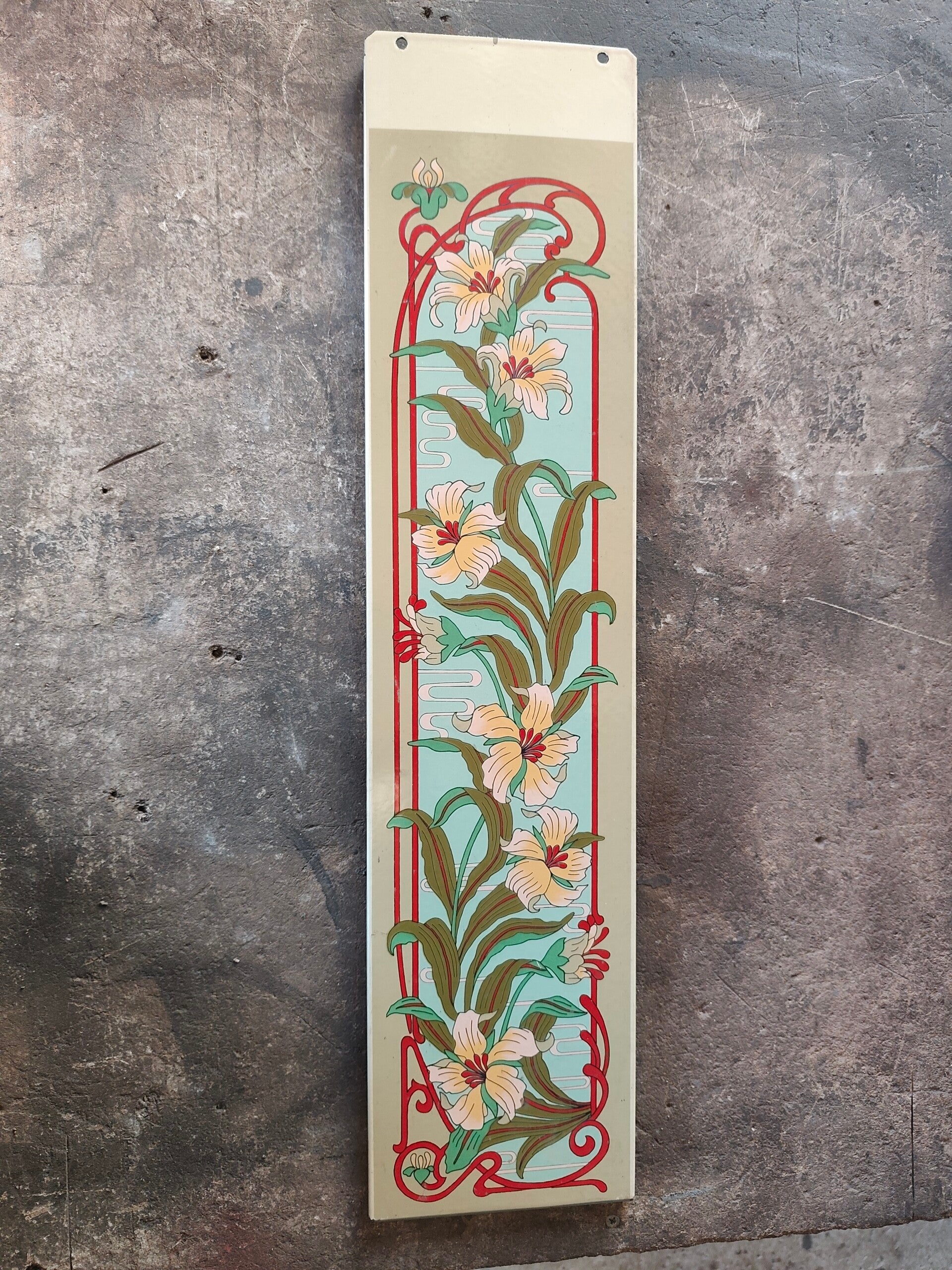 Plaque décorative émaillée latérale  Poêle Godin Belle Epoque Réf: 3736