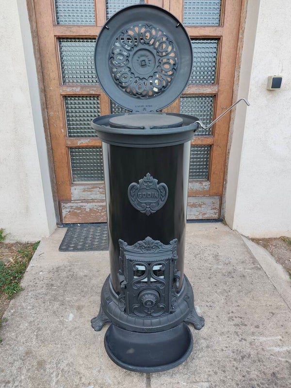 Poêle Godin Grand rond 3721A 10kw bûches 50cm fonte anthracite entièrement Neuf  LIVRAISON GRATUITE EN FRANCE METROPOLITAINE