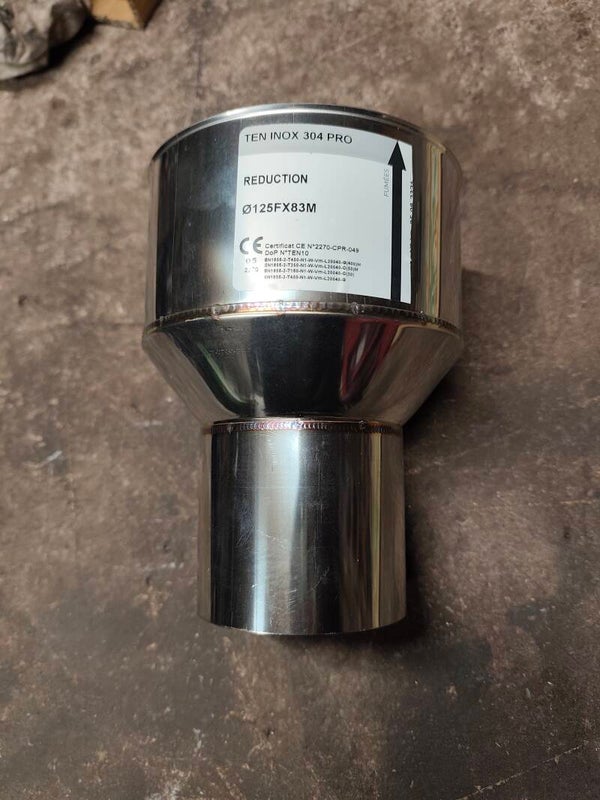 Raccord  Femelle 125mm vers Mâle 83mm inox-304