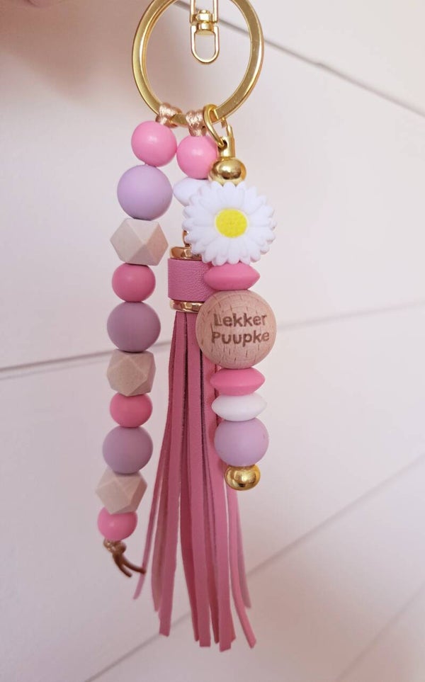 Sleutelhenger - LEKKER PUUPKE - roze (goud)