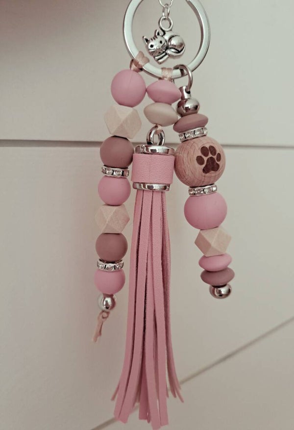 Sleutelhenger - KETSJE - roze (zilver)