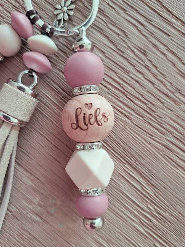 Sleutelhenger - LIEFS - roze (zilverkleurig)