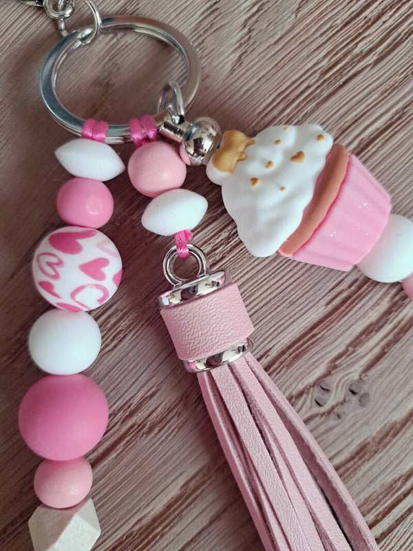 Sleutelhenger - CUPCAKE - roze