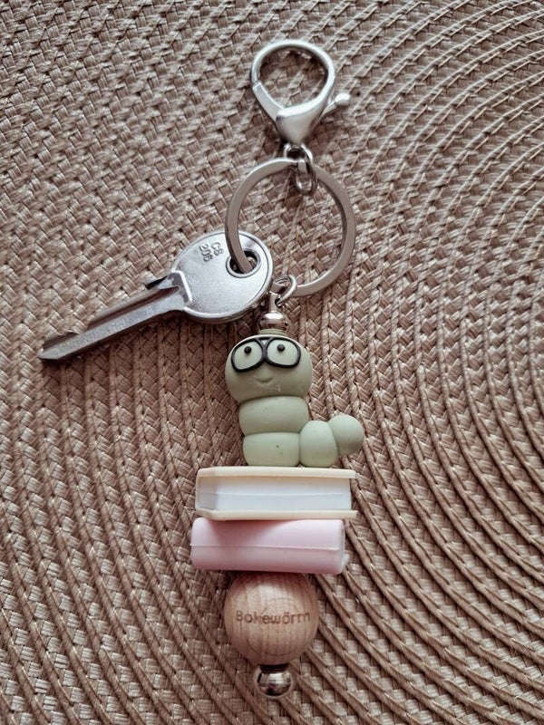 Sleutelhanger - BOKEWÖRM - pastel (zilverkleurig)