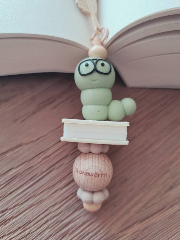 Boekenlegger BOEKENWORM 🐛 - zandkleur