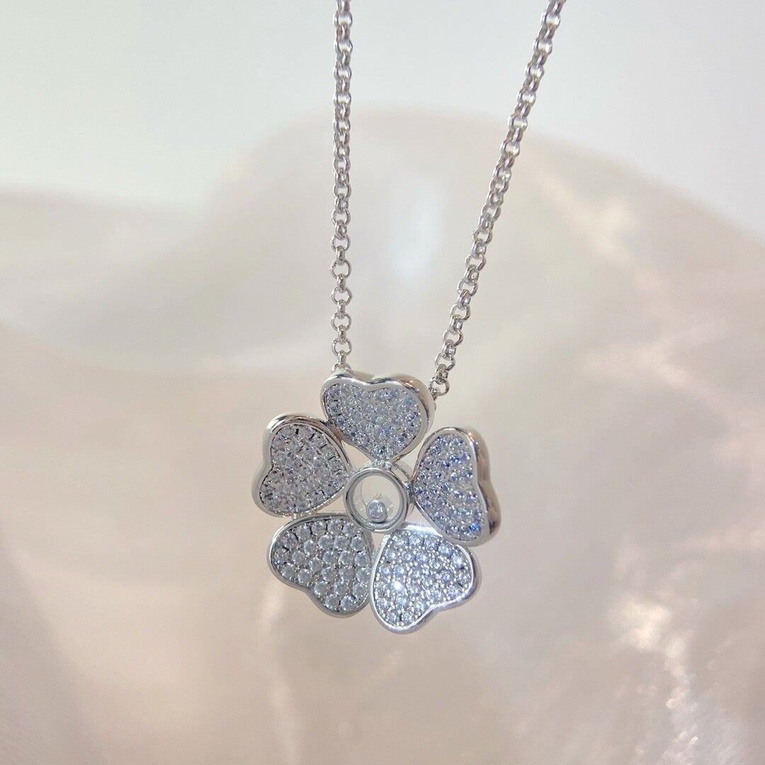 Chopard  Happy Hearts Flowers 18K White Gold & Diamond Pendant Necklace