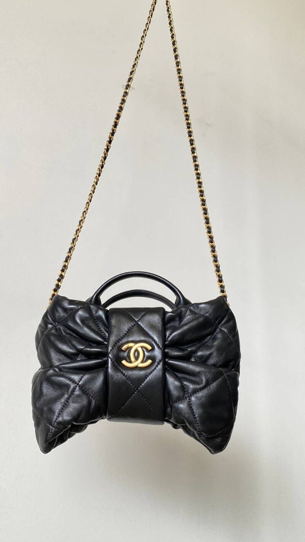 Chanel Fall-Winter 2025/26  Mini Bow Bag  Shiny Lambskin & Gold-Tone Metal