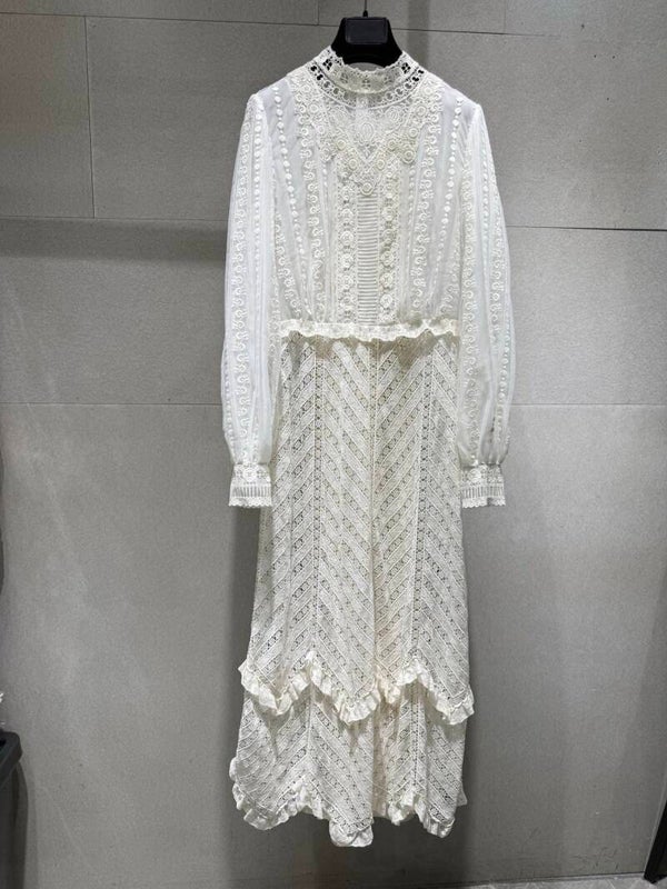 Valentino Garavani  embroidered long-sleeve silk gown