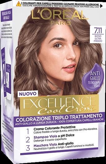 EXCELLENCE 7.11 BIONDO ULTRA FREDDO CREMA COLORANTE KIT L'OREAL