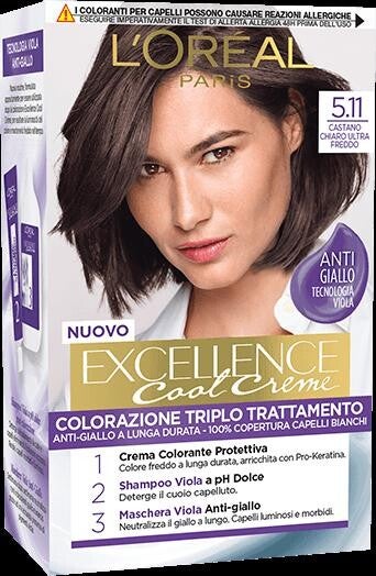 EXCELLENCE 5.11 CASTANO CHIARO ULTRA FREDDO CREMA COLORANTE KIT L'OREAL