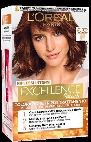 EXCELLENCE 6.32 BIONDO SCURO DORATO PERLA CREMA COLORANTE KIT L'OREAL