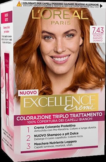 EXCELLENCE 7.43 BIONDO RAMATO DORATOCREMA COLORANTE KIT L'OREAL