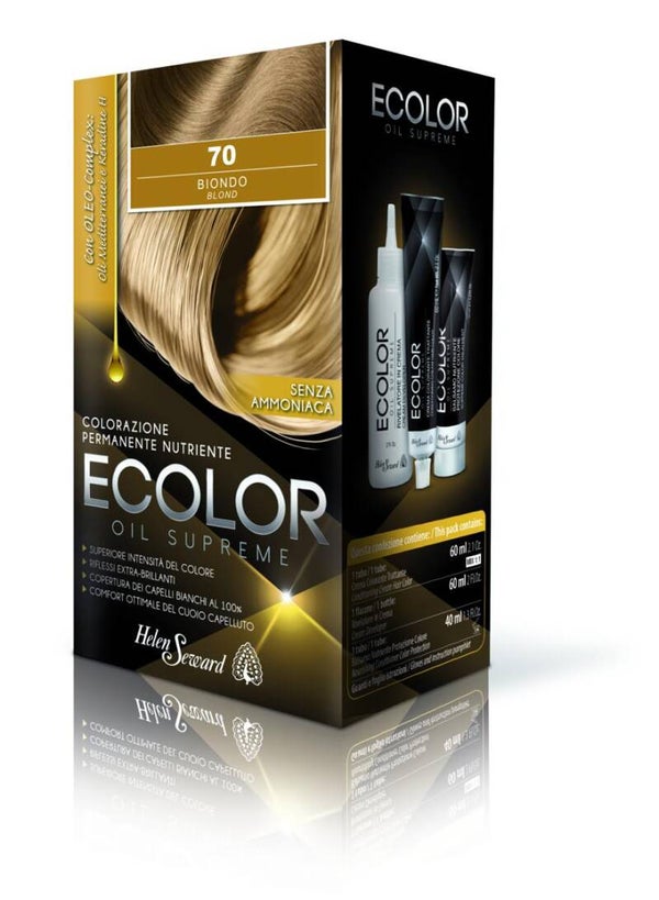 ECOLOR 61 biondo scuro cenere KIT COLORAZIONE PERMANENTE OLIO NO AMMONIA