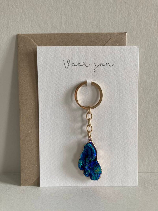 Cadeaukaart 'sleutelhanger, steen blauw'