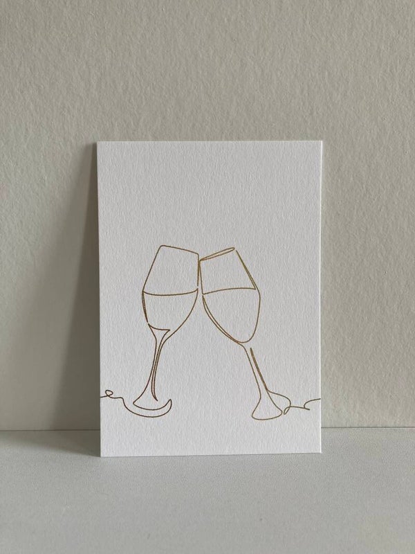 Kaart 'wijnglazen' (goudfolie)
