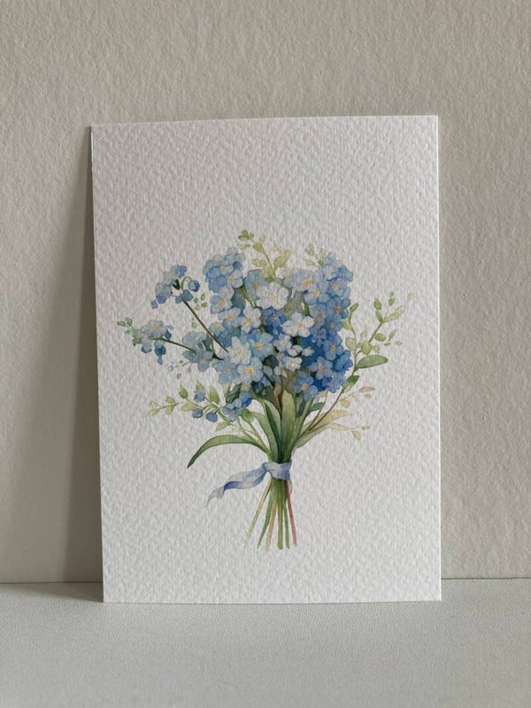 Kaart 'bloemen, blauw'