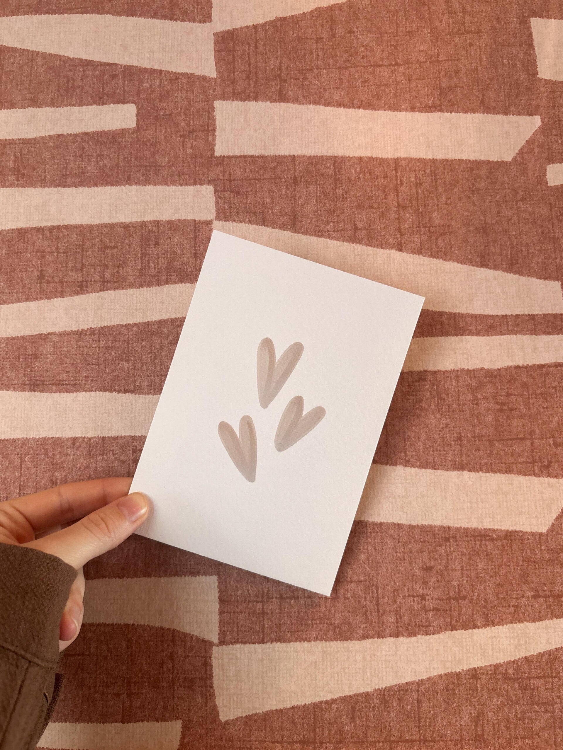 Kaart 'hartjes, beige'