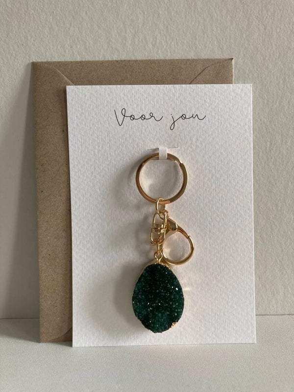 Cadeaukaart 'sleutelhanger, steen groen'