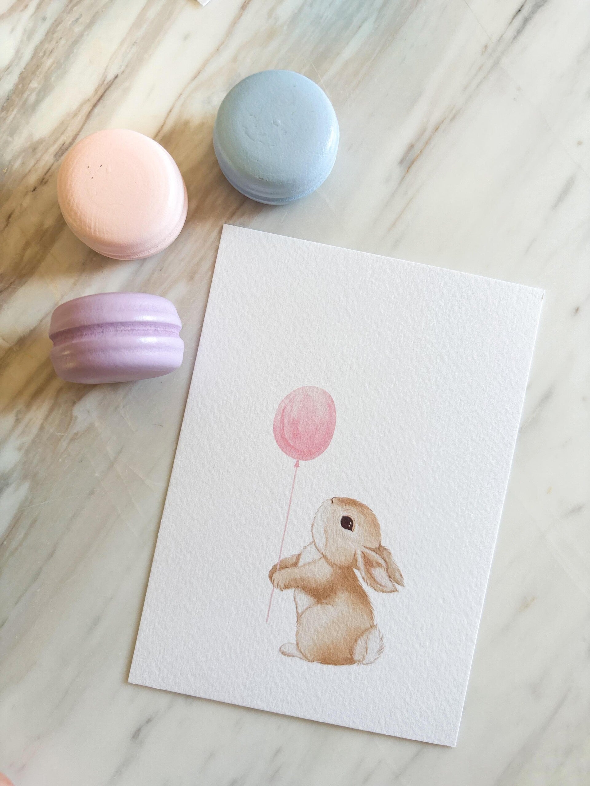 Kaart 'konijntje met roze ballon'