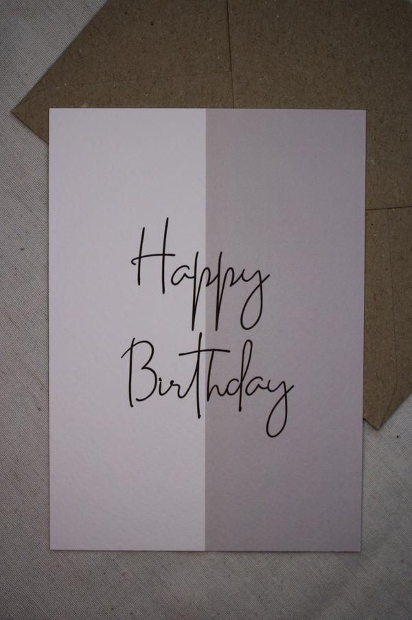 Kaart 'happy birthday, wit-beige'