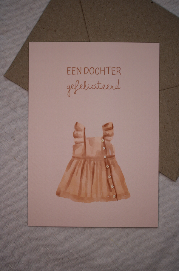 Kaart 'een dochter, gefeliciteerd, jurkje'
