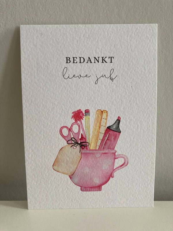 Kaart 'bedankt, lieve juf'