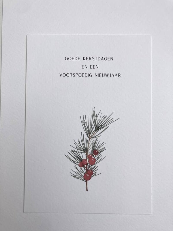 Kaart 'goede kerstdagen, kersttak' (inclusief sticker)