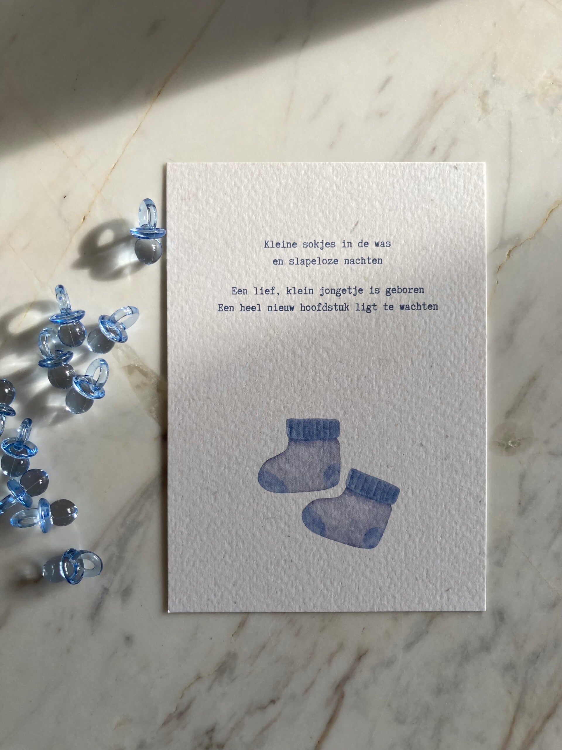 Kaart 'sokjes blauw, gedichtje'